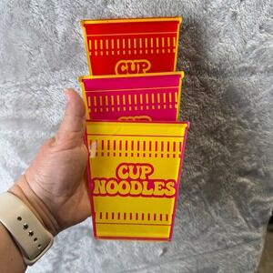 Cup Noodles Acrylic Coaster Set Red Pink‎ Yellow Pop Art Ramen Decor